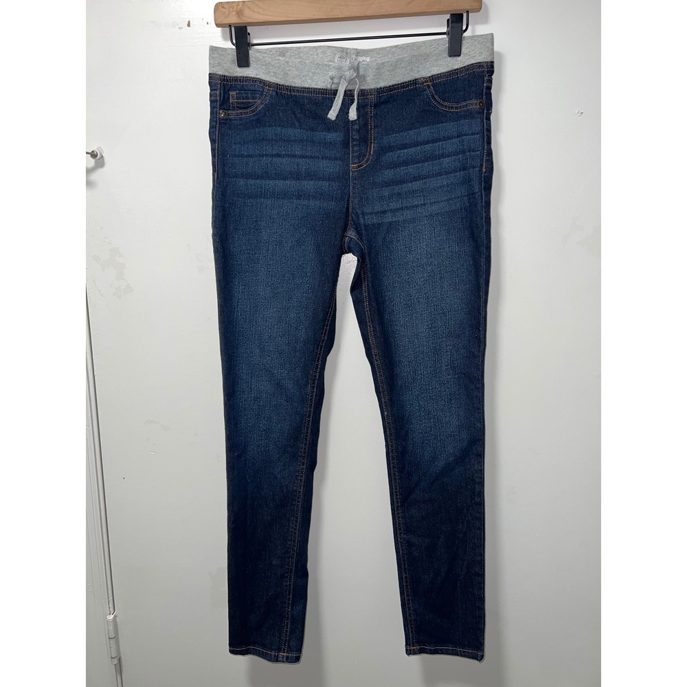 Wonder Nation Girl XXL 18 Jeggings Dark Wash Blue Grey Elastic Waist Denim Pants